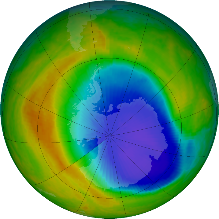 Antarctic ozone map for 26 October 2003